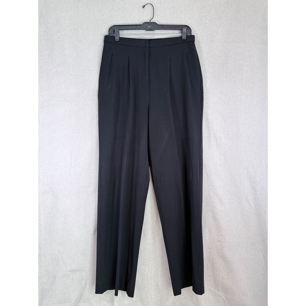 Dialogue Womens Black Pleated High Rise Straight Leg Dress Pants Size 14